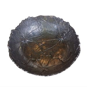 Large Pewter Serving Bowl Leaf Pattern  Martha Stewart Collection